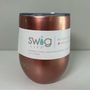 New! Swig shimmer rose gold stainless steel stemless wine cup 12oz
